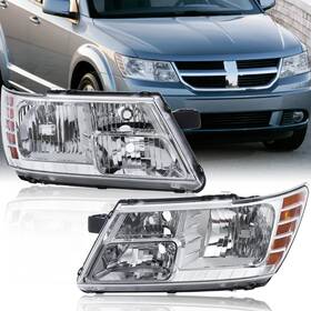 M1021002 Mostplus Pair Headlight Assembly Compatible With 2009-2020 Dodge Journey Head