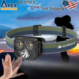 Motion Sensor Led Headlamp Fishing Headlight Rechargeable Flashlight Torch Light