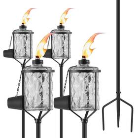 Blzt-4p-h Mqkiwao 4 Pack Glass Torches 13.5 Oz Citronella For Outside Torc
