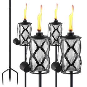 Dc-lxbl-4p Mqkiwao 4 Pack Glass Citronella Torches 16 Oz Garden For Outside 55 Inch Ou