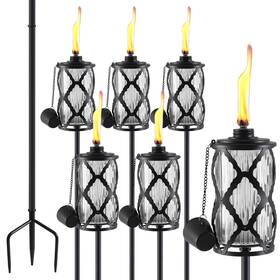 Dc-lxbl-6p Mqkiwao 6 Pack Glass Citronella Torches 16 Oz Garden Torch For Outside 55 Inch Outd