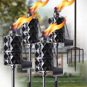 Mq-5c-hszsbl-4p Mqkiwao 4 Pack Glass Torches 13.5 Oz Citronella For Outside Torc