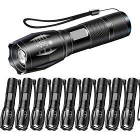 S340-10 Mviocs Led Flashlights 10 Pack Bright Tactical Flashlight 2000 High Lumens With 5 M