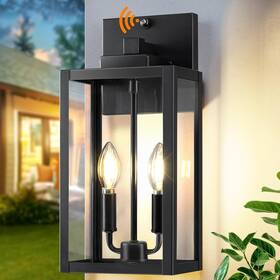 Wl302a-bk Myhxq 15.4 Inch Dusk To Dawn Black Outdoor Wall Lantern 2-light Outside Modern Sc