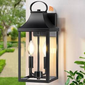 Wl303a-bk Myhxq 15 Inch Dusk To Dawn Black Outdoor Wall Lantern 2-light Outside Modern Scon