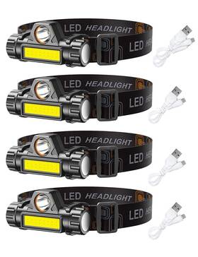 Mytoolgift 614158515400 Led Headlamp Flashlight 4pack Rechargeable Headlight For Running Ca