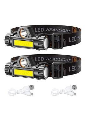 Mytoolgift 779880220708 2 Packs Led Headlamps Portable Long Range Rechargeable High Lumen Batter