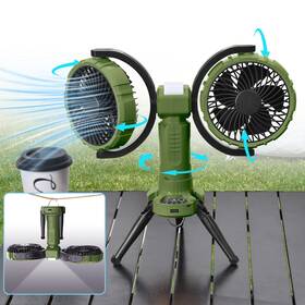 Nauttxon 702214855420 Outdoor Camping Fan With Light - Oscillating 10000mah Battery Powered For
