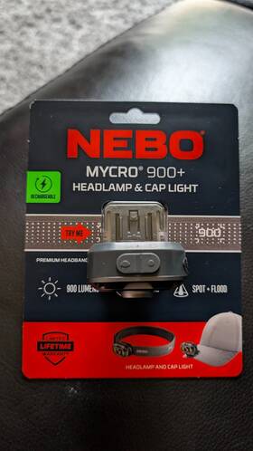 Nebo 044435923053 Brand New Mycro 900 Rechargeable Headlamp And Cap Light - Lumens
