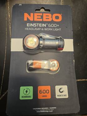 Nebo 645397938637 Einstein 600 Lumen Led Gray Rechargeable Headlamp And Flashlight Adjustable