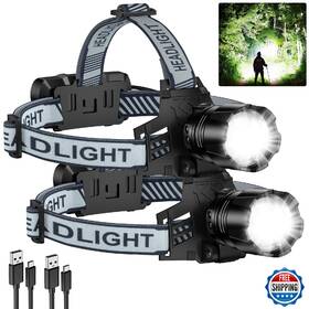B0fncw7t4x Niaochao 2pack Headlamp Rechargeable 99000 Lm Super Bright Led Head Lamp With 3