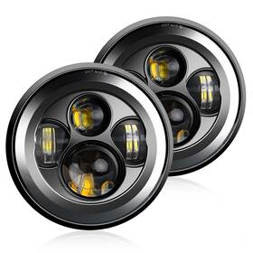 Wlt-qpcd001-04-bt Nifeida 7 Inch Round Black Wrangler Headlights Hi/lo Beam Headlamps Compatible Wi