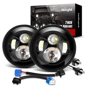20012h Nilight 2pcs 7 Inch Round Cree Headlight High Low Beam For Wrangler Jk Tj Cj