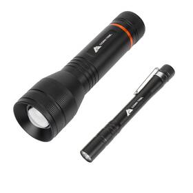 No 820909880929 1500 Lumen Focusing Flashlight With Bonus Penlight Waterproof Black