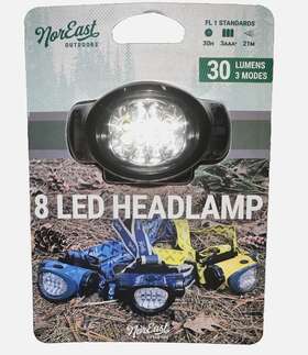 Noreast Outdoors 641736000089 Led Headlamp 8 Lights/3 Modes/22 Lumens / New