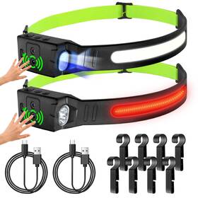Rhl00208usb-c-24-2 Nouscan Upgraded Led Headlamp 230 Wide Beam Rechargeable Waterproof With Motion Sen