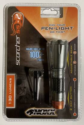 Noxx 851124003008 Scorcher Led Pen Light Flashlight Adjustable 130 Lumens Hunting Camping New