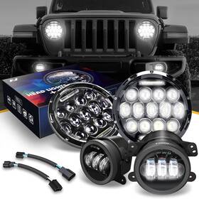Fl-003 Nuvision Lighting Nvl-hl 7 Inches Matrix Led Bug Eye Super Bright Headlight 4 Fog Lights