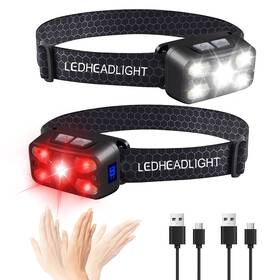 Sxp2p001 Ocegate Rechargeable Headlamp 2 Pack 2500 Lumen Bright 5 Led 14 Modes Adjust