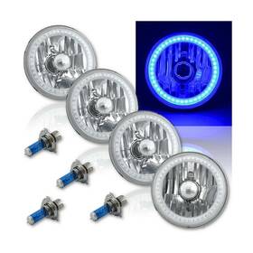 Octane Lighting 750363696180 5-3/4 Inch Blue Smd Led Halo Crystal Clear Headlight Metal Headla