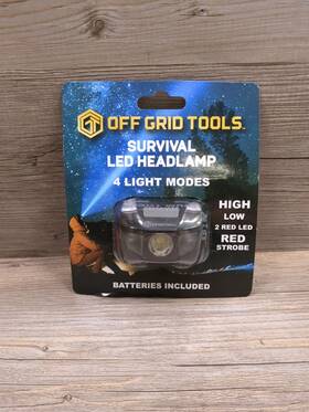 Off Grid Tools 729708009305 Survival Led Headlamp Adjustable Strap Black 4 Ligths Modes