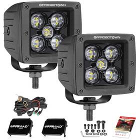 D20066w Offroadtown Led Cubes 3 Inch 100w Cree Pods With Wiring Harness And Black Cov