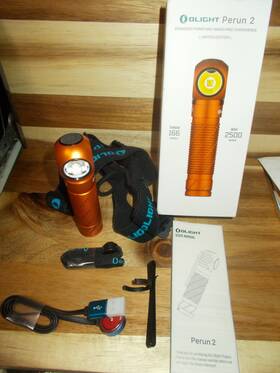 Olight 972378121813 Perun 2 Limited Edition Orange 2500 Lumens Flashlight Headlamp Recharge
