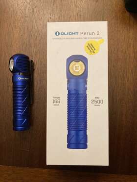 Olight 975498000501 Perun 2 Blue Rechargeable 2500 Lumens Headlamp Edc Flashlight - Used