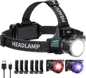 1080 Omalight 445017955944 Headlamp Rechargeable With White/red/uv/black Light Headlight High Lumens S