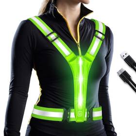 Omkhe 727536218364 Led Reflective Vest Running Gear Lights Up Rechargeable High V