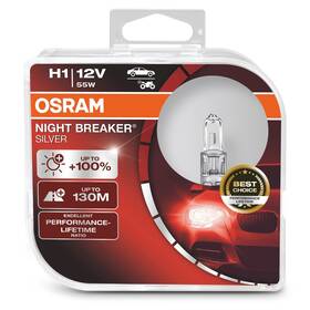 64150nbs Osram Gmbh Night Breaker Silver H1 100% Brighter Halogen Headlamp 2 Pack 12v