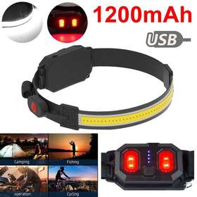 Paddsun 883149447451 Cob Led Headlamp Headlight Torch Flashlight Work Light Bar Head Band Lamp New