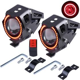 Pakrys 603563315972 Motorcycle Led Fog Lights U7 Spotlight High Low Strobe Beam Rings Universal 2