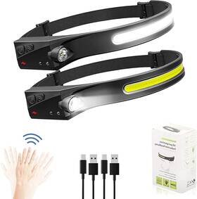 Palawaik 313113869847 Headlamp Rechargeable - Head Lights For Forehead 2 Pack Super Bright 230 Wide