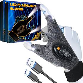 H019 Parigo Rechargeable Led Flashlight Waterproof Gloves - 2 Pack Christmas Stocking Stu