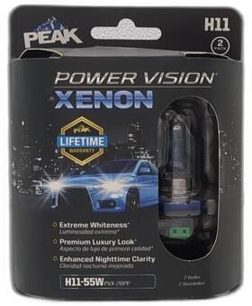 H11-55w Peak 841886124042 Power Vision Xenon Bright White 55-watt Headlights Pack Of 2