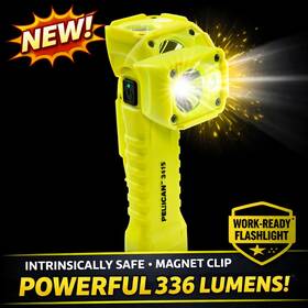 034150-0302-245 Pelican Right Angle 3415m Led Flashlight - 336 Lumens Magnet Clip Yellow New