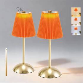Tl001-2p-or Petiitlyt Set Of 2 Orange Led Lamp Small Cordless Lamps Rechargeable 3 Color Temperat