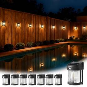 9474 Pevoros Solar Fence Lights 8 Pack Christmas Gifts Motion Deck Outdoor