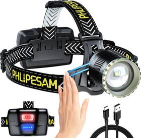 Phlipesam 313057676617 Led Rechargeable Headlamp High Lumen With Motion Sensor Zoomable Bright Headlam