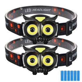 Pinsai 653998451424 2 Pack Led Headlamp Owl Headlight For Kids Leightweight Cob Head Lamp 4 Modes Ba