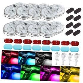 Plalei 683304105444 Wireless Led Lights For Car 7 Colors Magnetic Auto Interior Light With 8pcs