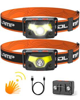 Sl052 Pluralla 770523747804 Led Headlamp 1100 Lumen Super Bright Motion Sensor Head Lamp Flashlight 2-p