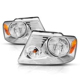 Pmhl-f150-0408-oh-ca Pm Performotor Chrome Amber Headlights Replacement Compatible With 04-08 F-15