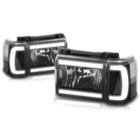 Pmhl-f150-8791-lb-bc Pm Performotor Black Housing Headlights With Led Drl Bar Compatible 87-9