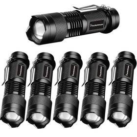 Sdt02-6 Pocketman 6 Pack 7w 300lm Sk-68 3 Modes Mini Light Black Led Tactical Flashl