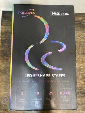 2buug Poiloves Led Poi Staffs S-shape With 241 Color Light Modes Usb Rechargeable No Remote