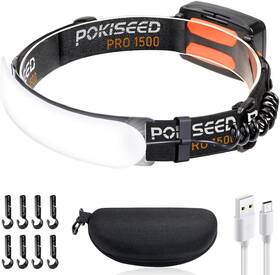 Hl002 Pokiseed 1500 Lumens Rechargeable Led Headlamp With 230 Beam 3 Modes Ipx6 Waterproof