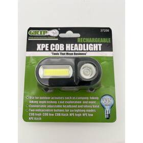 37258 Police Security Grip Rechargeable Led Headlamp 235 Lumens Usb Dual Beam 6 Modes Black