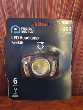 5705020 Project Source Brand New 6 Mode Led Headlamp 450 Lumens